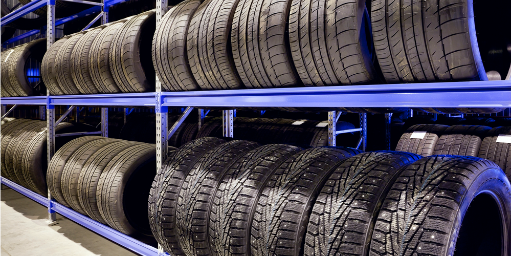 new tires wall in mechanic shop